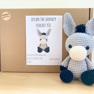 Crochet kit for a cute amigurumi animal Christmas toy ~ Dylan the Donkey ~ DIY kit/crafting kit/starter pack