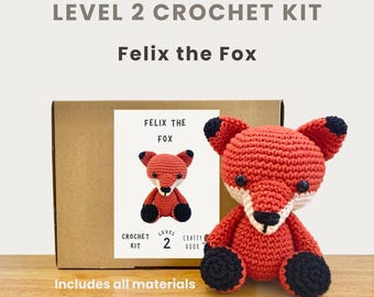 Felix the Fox 100% Cotton Crochet Kit - Amigurumi Animal DIY Kit | Starter Pack