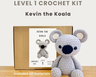 Kevin the Koala 100% Cotton Crochet Kit - Amigurumi Animal DIY Kit | Beginner Friendly