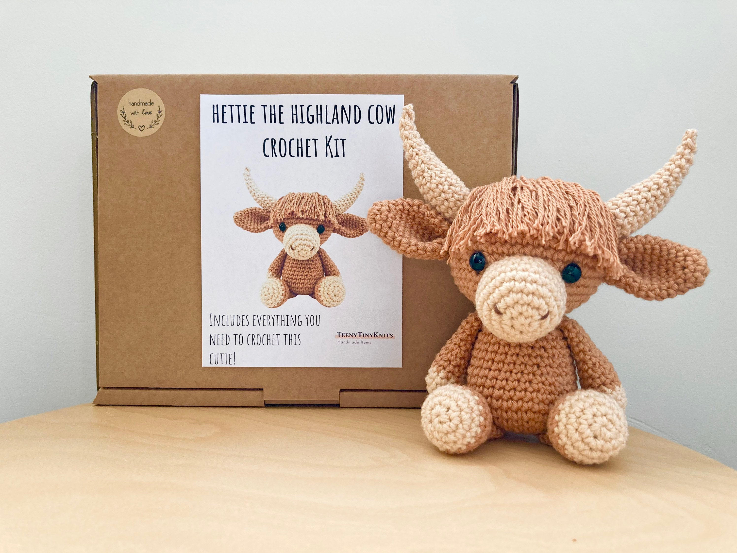 Crochet Kit Highland Cow Standing With Bell Needle Creations