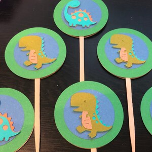 Dinosaur Cupcake Picks Toppers Dino Birthday Party
