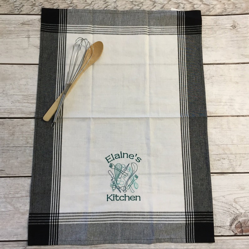 Embroidered Personalized Kitchen Towelutensils Etsy
