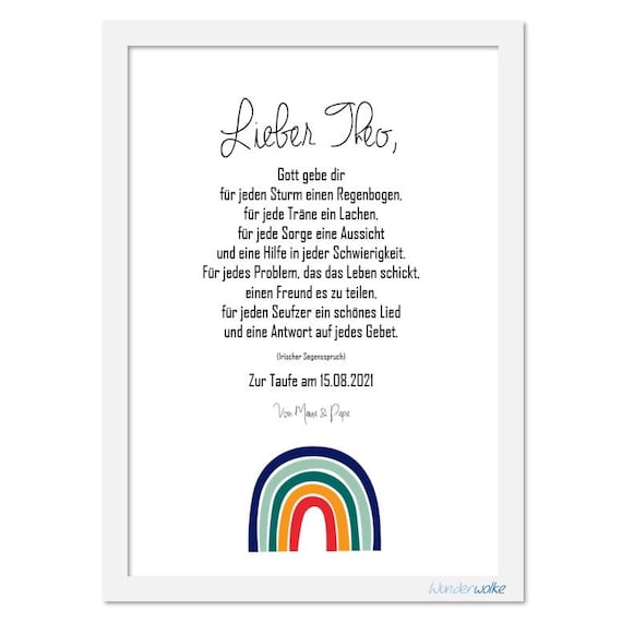 Geschenk mit Spruch zur Taufe Bild Personalisiert Baby Etsy.de
