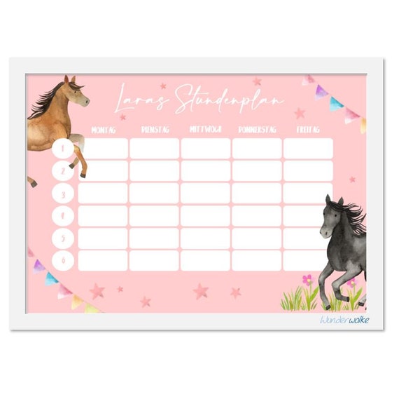 Timetable Weekly Schedule Calendar Training A4 PDF Horses Etsy