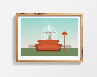 Intro Song Couch and Fountain || Friends TV Show || Printable Wall Art Poster Print