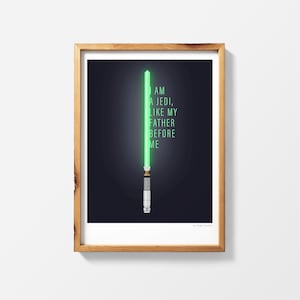 Luke Skywalker Ligthsaber Star Wars | Plakat do wydrukowania Wydrukuj sztukę ścienną | Prezent StarWars do natychmiastowego pobrania | Nowa nadzieja | Powrót Jedi