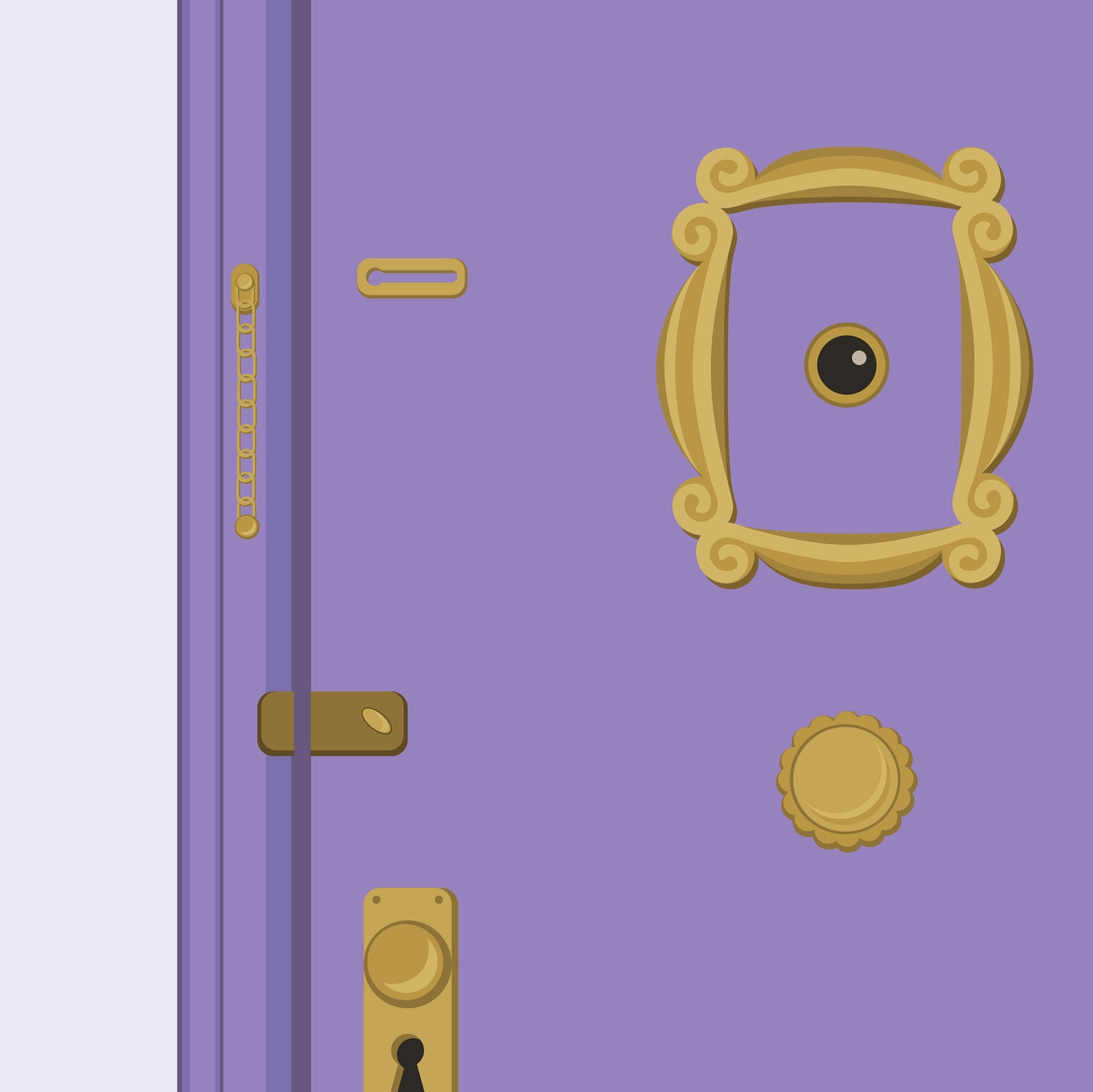 Purple Door, Friends TV Show's Apartment Printable Wall Art Poster Print Monica Ross Joey Phoebe