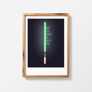 Star Wars Lightsaber Printable Poster Print Wall Art || May the force be with you gift instant download