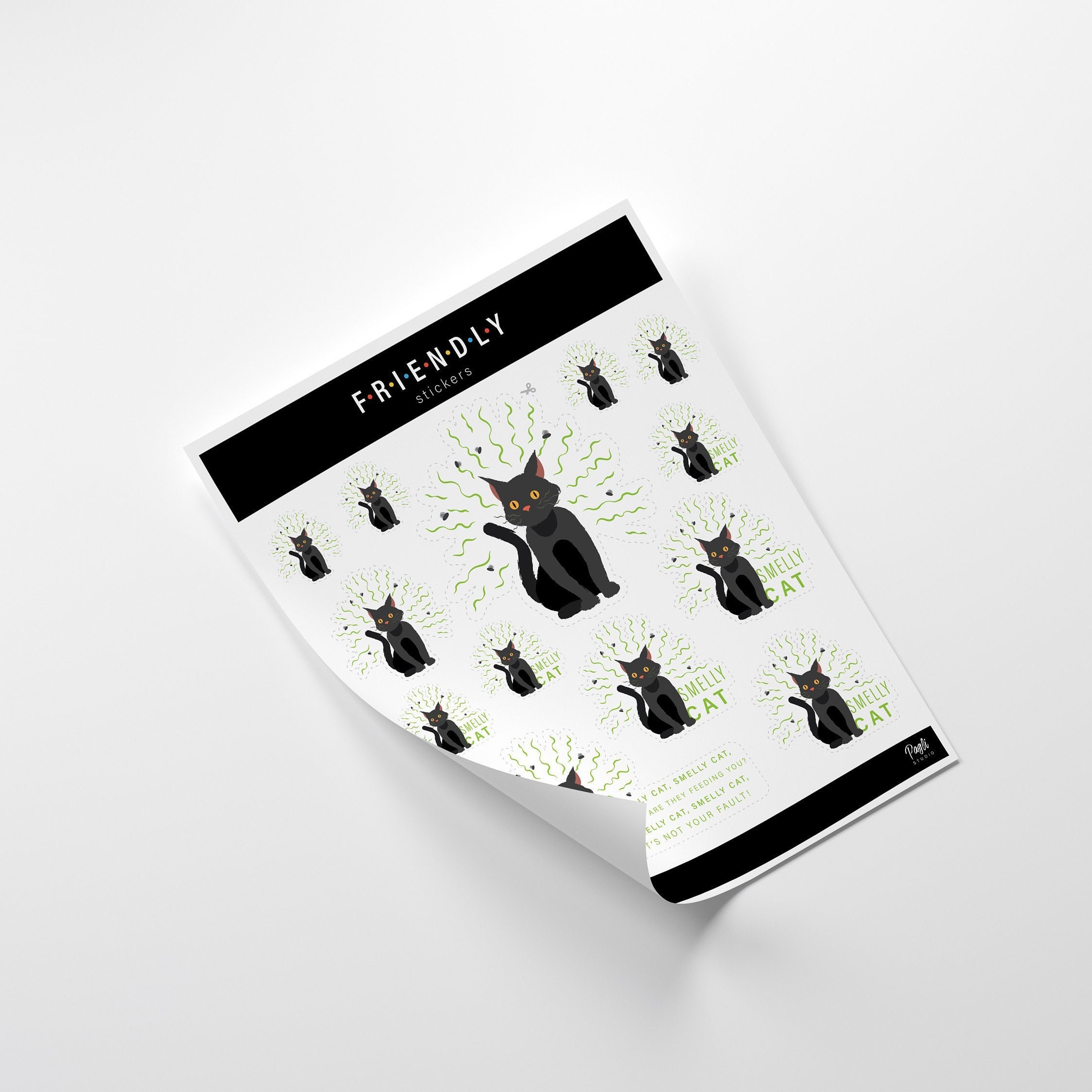 printable stickers smelly cat for planners iphone macbook etsy
