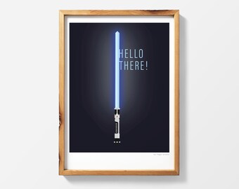 Obi Wan Kenobi Ligthsaber Star Wars | Printable Poster Print Wall Art | StarWars gift instant download | A New Hope | Return of the Jedi