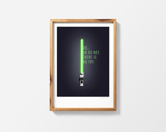 Yoda Ligthsaber Star Wars | Printable Poster Print Wall Art | StarWars gift instant download | A New Hope | Return of the Jedi