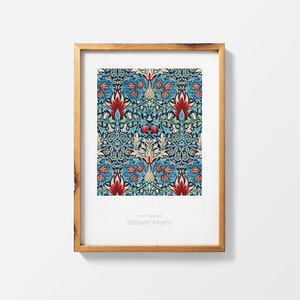 Blue Vintage Pattern by William Morris || Arts & Crafts Master || Printable Wall Art Poster Print
