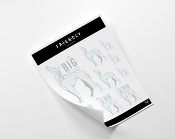 Printable Stickers Big White Dog | for Planners, iPhone, macbook, notebook, car, laptop, mug, journal | Friends TV Show || 3 Sizes, 2 Styles