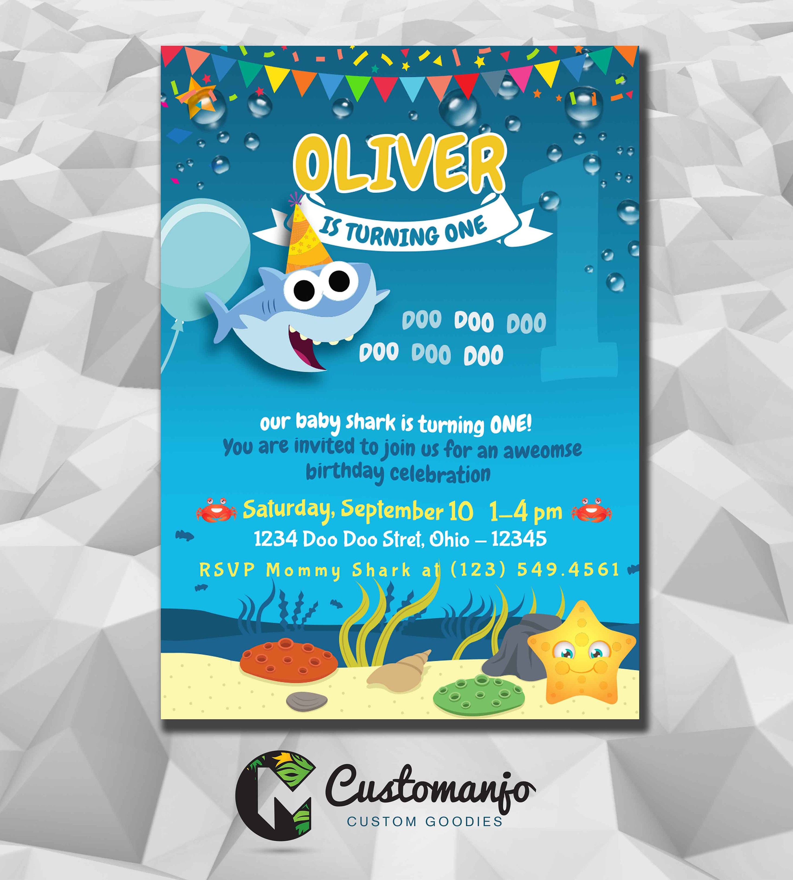 baby shark birthday invite family shark birthday printable baby birthday invites