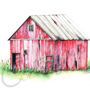 Red Barn Illustration - 8&quot;x 10&quot; Artwork Download