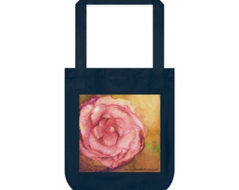 Peony Watercolor on Organic Canvas Tote Bag