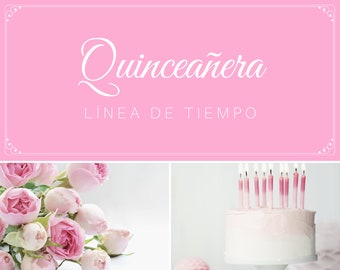 Plantilla Cronograma Quinceañera | Quinceañera Timeline Template | Orden de Eventos Quince | Editable Quince PDF