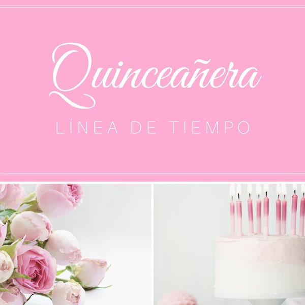 Plantilla profesional de línea de tiempo de Quinceañera, agenda de Quince **Hecho por un organizador de bodas/quinceañeras. Spanish timeline