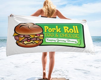 Pork Roll Beach Towel - Jersey Shore Beach Towel - Pork Roll Egg & Cheese - Jersey Shore Beach Towel - Pork Roll - Keeping Jersey Strong