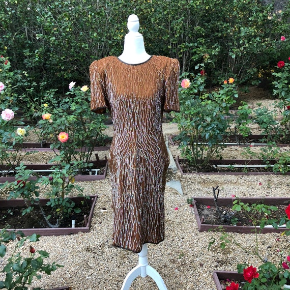 Vintage 1980’s Sequin Beaded Formal Party Dress Go