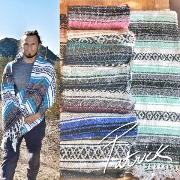 Handmade Mexican Blanket | Serape | Mexican Blanket 100% handmade | Vintage Mexico Blanket | Mexican Blanket Saltillo Falsa