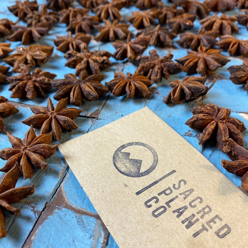 Bulk Star Anise with Sacred Plant Co Logo.
