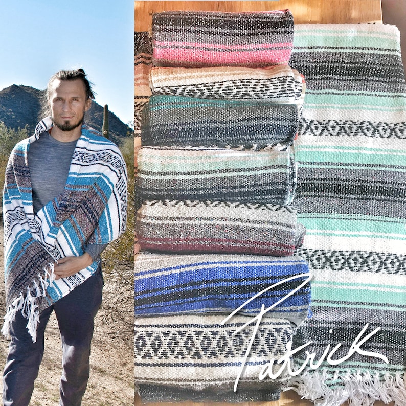 Handmade Mexican Blanket Serape Mexican Blanket 100 Etsy
