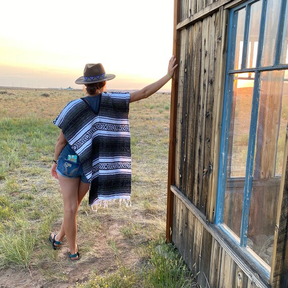 Handmade Mexican Blanket Poncho Serape Poncho Mexican Poncho 100
