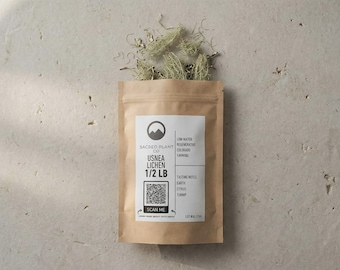 Hierba de liquen Usnea, barba de viejo silvestre entera (Usnea barbata), liquen seco a granel para té y tintura / 1 libra de Usnea