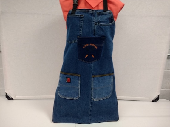 Upcycled Denim Apron For Grilling Or Cooking With Machined Etsy