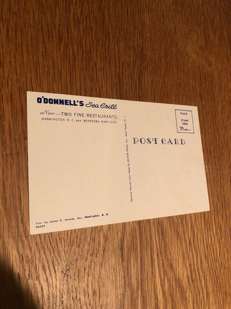 O/'Donnell/'s Sea Grill Restaurant 1950/'s RARE two unposted Postcards 1207-1221 E Street in Washington DC Tang o/' the Sea Food