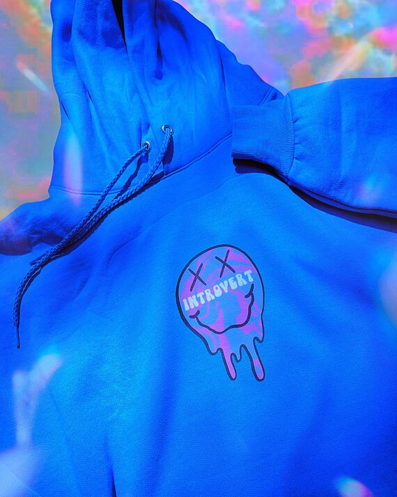 introvert hoodie - y2k hoodie - trippy hoodie - psychedelic hoodie - smiley face hoodie - introvert tee - tie dye hoodie