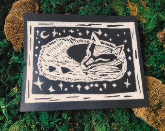 estampado lino de zorro estrellado somnoliento