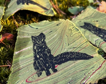 impresión de zorro Lino / impresión de corte Lino / impresión de arte de impresión en bloque / sello tallado a mano