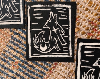 impresión lino lobo aullando