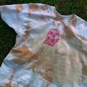 Lino cute skull tie dye t shirt - block print t shirt -