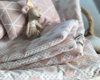 Ikea Duktig parure de lit poupée lot de 2 pois avec oreillers réversibles coton certifié Ökotex 100