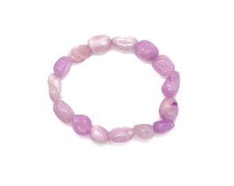 Kunzite Pebble Bracelet: Natural Healing Crystal, Handmade
