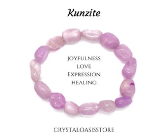 Kunzite Healing Crystal Bracelet: Handmade Love Jewelry
