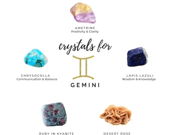 Kit di guarigione con cristalli Gemelli: ametrina, lapislazzuli, rosa del deserto