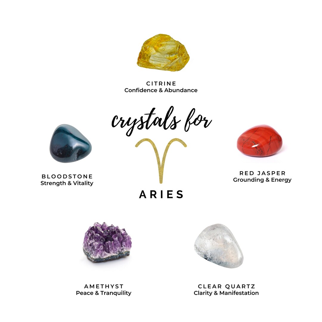 Aries Crystal Kit Healing Crystals Gift for Aries Astrological Gifts