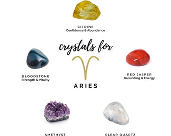 Kit di guarigione con cristalli Ariete: set regalo zodiacale con citrino e diaspro