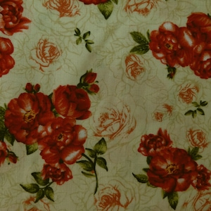 Fabric red roses on beige from Timeless Treasures