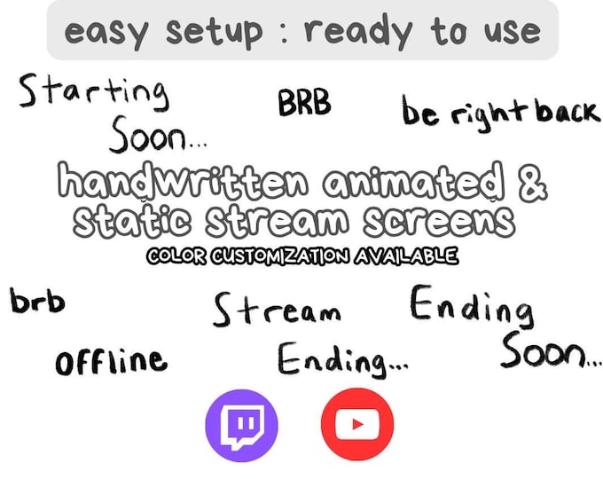 Brb Rust Streams Handwritten Black Twitch Stream Screens, 7 Animated, Simple, Static ...