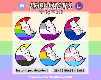 Pride Bunny Rabbit Emotes Pack for Twitch & Discord // LGBT LGBTQ+ Cute and Kawaii (Rainbow, Asexual, Bisexual, Nonbinary, Pansexual, Trans)