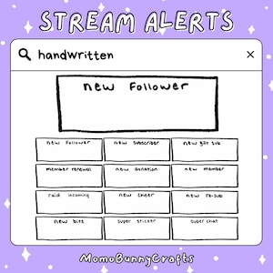 Handwritten Animated Stream Alerts Simple Doodle Black & White, for Twitch, Youtube, Kick