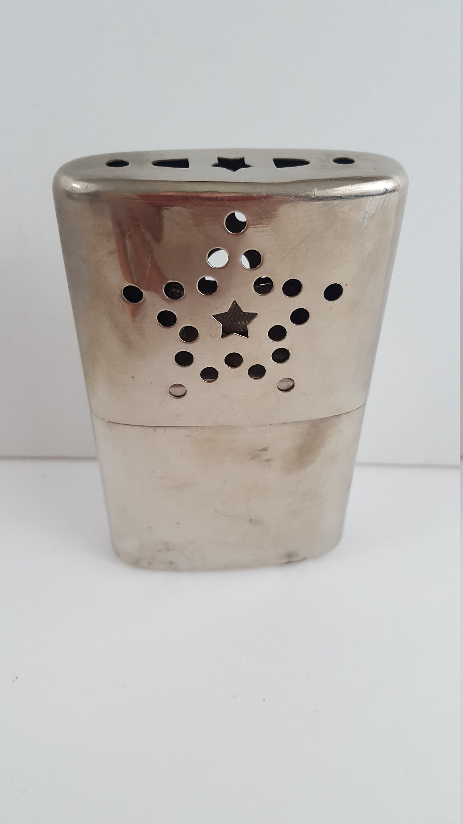 Vintage Hand Warmer w/ star pattern Hong Kong Silver Metal Etsy
