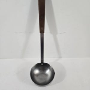 Vintage Ekco Eterna Stainless Steel Soup Ladle Brown Wood Handle USA