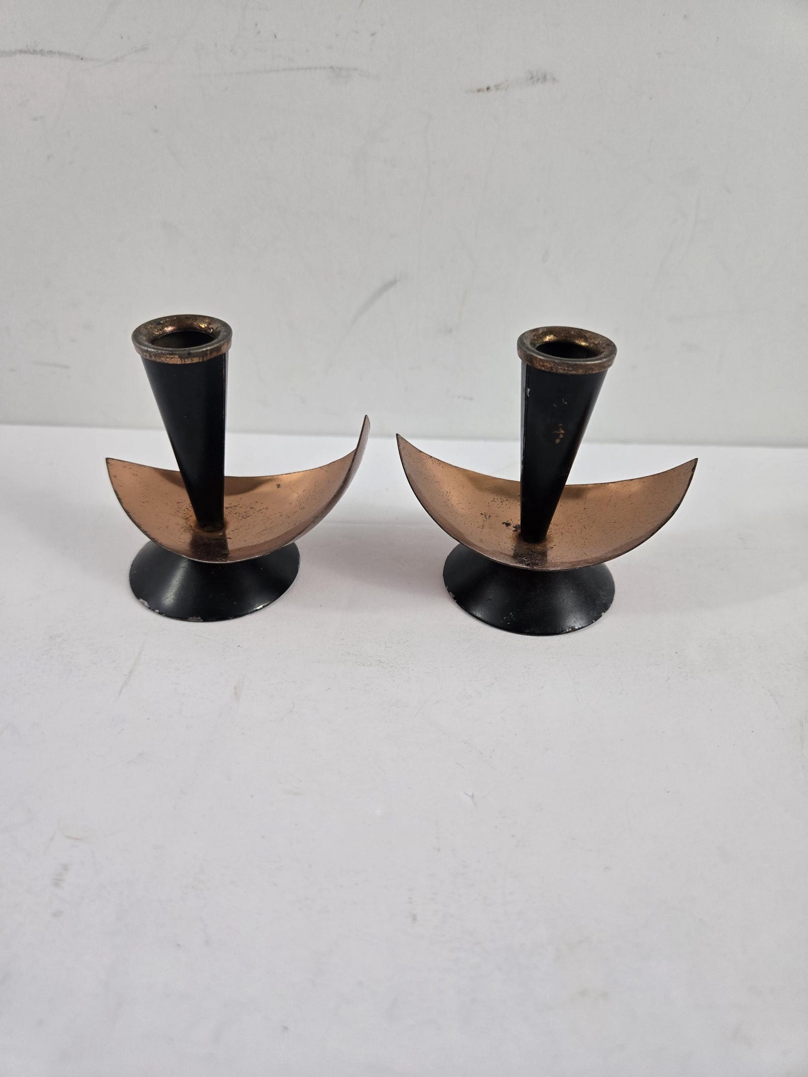 Vintage Gunner Ander Ystad Sweden Taper Candle Holders MCM Scandinavian Copper