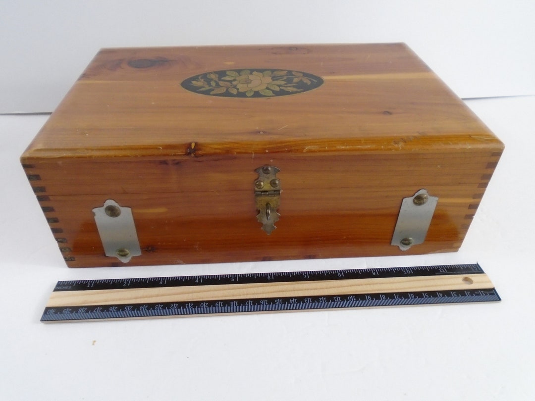 Vintage Mcgraw Box Company New York Wood Chest Jewelry Trinket Box Rose ...